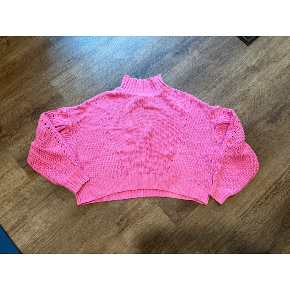 Becca Tilley x Bar III Pink Chunky Knit Cropped Sweater Mock Neck XXL - Picture 2 of 5